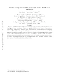 Horizon Energy and Angular Momentum from a Hamiltonian