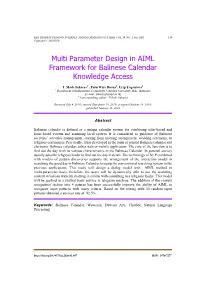 Multi Parameter Design in AIML Framework for Balinese Calendar Knowledge Access