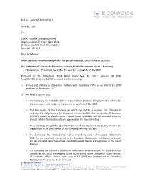 Ref No: /SBICTCL/DT/2020-21 June 22, 2020 To, SBICAP Trustee