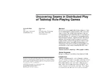 Uncovering Seams in Distributed Play of Tabletop Role-Playing Games