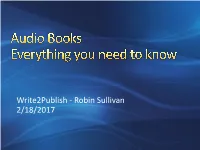 Write2publish - Robin Sullivan 2/18/2017 Business Manager for Author Michael J