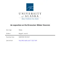 ~2 Q ! / Date an EXPOSITION on the KRONECKER-WEBER THEOREM