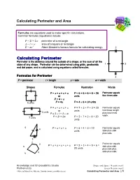 Calculating Perimeter and Area