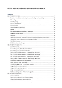 Courses Taught in Foreign Languages in Academic Year 2018/19 Content