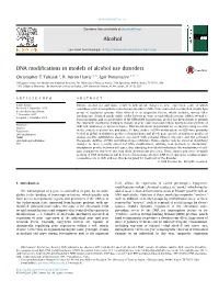 DNA Modifications in Models of Alcohol Use Disorders