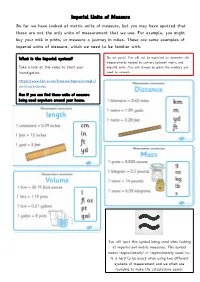 Imperial Units of Measure