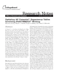 Updating AP Potential™ Expectancy Tables Involving PSAT/NMSQT® Writing Maureen Ewing, Wayne J