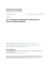 1916 - the Missions and Missionaries of California, Index to Volumes II-IV, Zephyrin Engelhardt