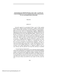 Does Judicial Independence Matter? a Study of the Determinants of Administrative Litigation in an Authoritarian Regime