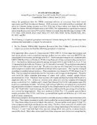 STATE of COLORADO Annual Report for Calendar Year 2013 to the W-6 Technical Committee Compiled by Mark A