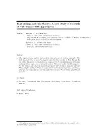 Text Mining and Ruin Theory: a Case Study of Research on Risk Models with Dependence ∗