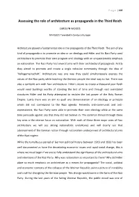 Assessing the Role of Architecture As Propaganda in the Third Reich