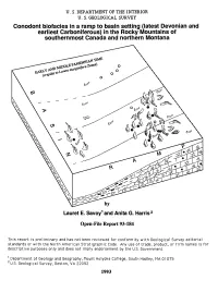Conodont Biofacies in a Ramp to Basin Setting (Latest Devonian and Earliest Carboniferous) in the Rocky Mountains of Southernmost Canada and Northern Montana