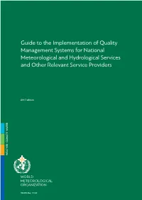 Guide to the Implementation of Quality Management Systems for National Meteorological and Hydrological Services and Other Relevant Service Providers