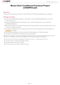 Mouse Dio2 Conditional Knockout Project (CRISPR/Cas9)
