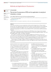 The Intrinsic Fluorescence of FAD and Its Application in Analytical Chemistry