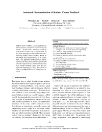 Automatic Summarization of Student Course Feedback