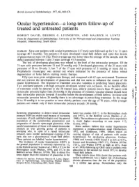 Ocular Hypertension-A Long-Term Follow-Up of Treated and Untreated Patients