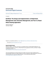 The Design and Implementation of Global State Management, User Interaction Management, and Text in a React- Redux Drawing Application