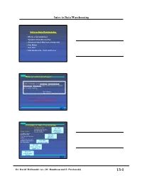 Intro to Data Warehousing