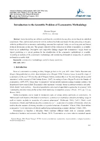 Introduction to the Scientific Problem of Econometric Methodology