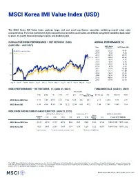 MSCI Korea IMI Value Index (USD) (NET)