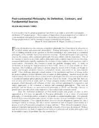 Post-Continental Philosophy: Its Definition, Contours, and Fundamental Sources