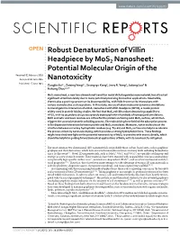 Robust Denaturation of Villin Headpiece by Mos2 Nanosheet