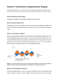 Section1: Introduction to Hyperspectral Imaging