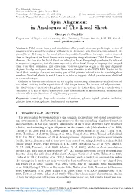 Spin Alignment in Analogues of the Local Sheet George J
