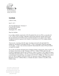 Clinton Presidential Records in Response to the Freedom of Information Act (FOIA) Requests Listed in Attachment A