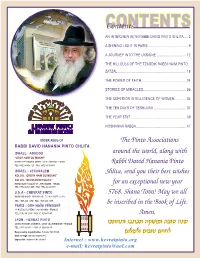 Contentscontents an INTERVIEW with RABBI DAVID PINTO SHLITA
