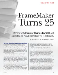 Interview with Inventor Charles Corfield and an Update on New Framemaker 10 Functionality