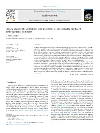 Legacy Sediment: Deﬁnitions and Processes of Episodically Produced