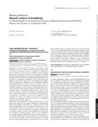 Neural Control of Breathing