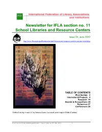 Newsletter for IFLA Section No. 11 School Libraries and Resource Centers