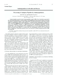 Processing of Antigenic Peptides by Aminopeptidases