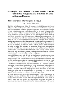 Concepts and Beliefs Zoroastrianism Shares with Other Religions As a Guide to an Inter- Religious Dialogue