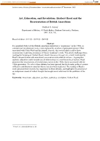 Herbert Read and the Reorientation of British Anarchism
