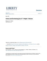 History and Eschatology by N. T. Wright: a Review