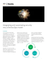 Integrating and Automating Security Into a Devsecops Model