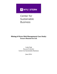 Mining & Water Risk Management Case Study: Exxaro Resources Ltd
