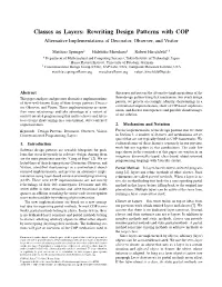 Rewriting Design Patterns with COP Alternative Implementations of Decorator, Observer, and Visitor