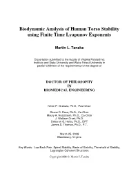 (Thesis) Biodynamic Analysis of Human Torso Stability Using Finite
