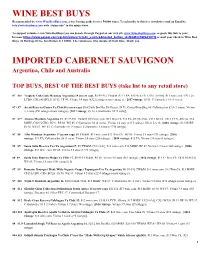 Wine Best Buys Imported Cabernet Sauvignon