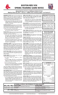 Boston Red Sox Spring Training Game Notes