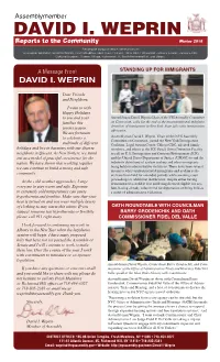 DAVID I. WEPRIN Reports to the Community Winter 2018