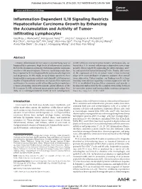 Inflammation-Dependent IL18 Signaling Restricts Hepatocellular Carcinoma Growth by Enhancing the Accumulation and Activity of Tumor-Infiltrating Lymphocytes