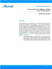 Range Calculation for 300Mhz to 1000Mhz Communication Systems