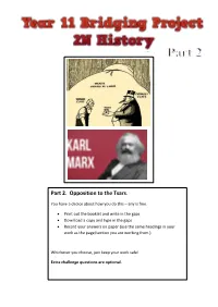 Russia Booklet Part 2. Opposition to the Tsars